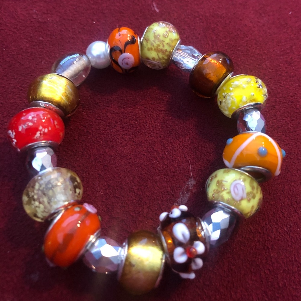 Orange & yellow glass beads bracelet